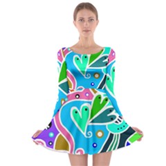 Crazy Pop Art - Doodle Hearts   Long Sleeve Skater Dress by ConteMonfrey