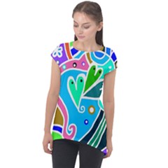 Crazy Pop Art - Doodle Hearts   Cap Sleeve High Low Top by ConteMonfrey