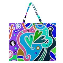 Crazy Pop Art - Doodle Hearts   Zipper Large Tote Bag by ConteMonfrey