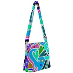 Crazy Pop Art - Doodle Hearts   Zipper Messenger Bag by ConteMonfrey