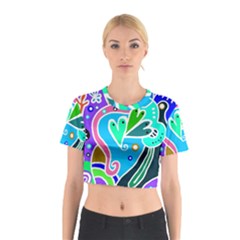 Crazy Pop Art - Doodle Hearts   Cotton Crop Top by ConteMonfrey