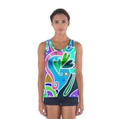 Crazy Pop Art - Doodle Hearts   Sport Tank Top  by ConteMonfrey