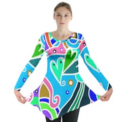 Crazy Pop Art - Doodle Hearts   Long Sleeve Tunic  by ConteMonfrey