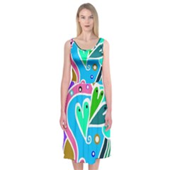 Crazy Pop Art - Doodle Hearts   Midi Sleeveless Dress by ConteMonfrey