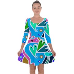 Crazy Pop Art - Doodle Hearts   Quarter Sleeve Skater Dress by ConteMonfrey