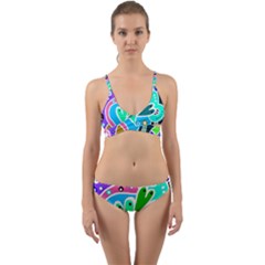 Crazy Pop Art - Doodle Hearts   Wrap Around Bikini Set by ConteMonfrey