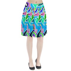 Crazy Pop Art - Doodle Hearts   Pleated Skirt by ConteMonfrey