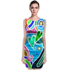 Crazy Pop Art - Doodle Hearts   Sleeveless Velvet Midi Dress by ConteMonfrey