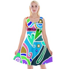 Crazy Pop Art - Doodle Hearts   Reversible Velvet Sleeveless Dress