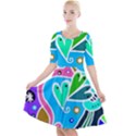 Crazy Pop Art - Doodle Hearts   Quarter Sleeve A-Line Dress View1