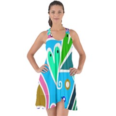 Crazy Pop Art - Doodle Hearts   Show Some Back Chiffon Dress by ConteMonfrey