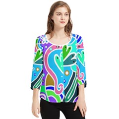 Crazy Pop Art - Doodle Hearts   Chiffon Quarter Sleeve Blouse by ConteMonfrey