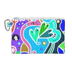 Crazy Pop Art - Doodle Hearts   Canvas Cosmetic Bag (large) by ConteMonfrey