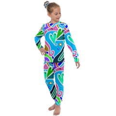 Crazy Pop Art - Doodle Hearts   Kids  Long Sleeve Set 