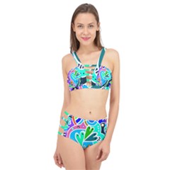 Crazy Pop Art - Doodle Hearts   Cage Up Bikini Set