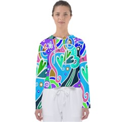 Crazy Pop Art - Doodle Hearts   Women s Slouchy Sweat by ConteMonfrey