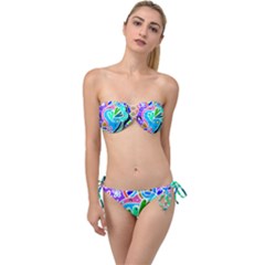 Crazy Pop Art - Doodle Hearts   Twist Bandeau Bikini Set by ConteMonfrey