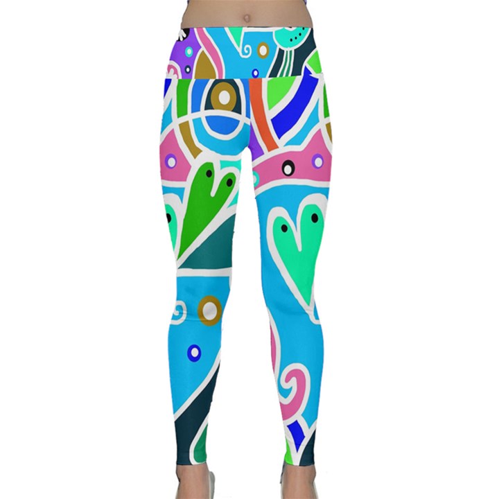 Crazy Pop Art - Doodle Hearts   Lightweight Velour Classic Yoga Leggings