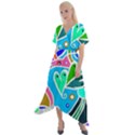 Crazy Pop Art - Doodle Hearts   Cross Front Sharkbite Hem Maxi Dress View1