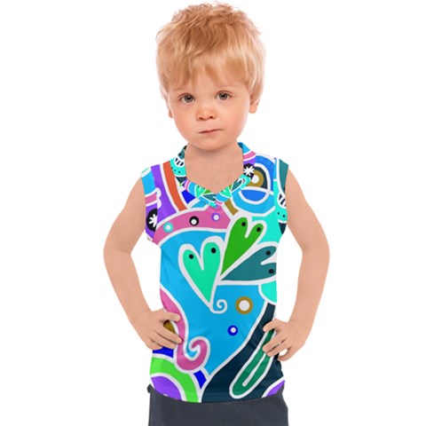 Crazy Pop Art - Doodle Hearts   Kids  Sport Tank Top by ConteMonfrey