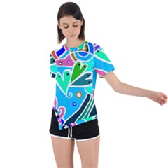 Crazy Pop Art - Doodle Hearts   Asymmetrical Short Sleeve Sports Tee by ConteMonfrey