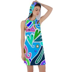 Crazy Pop Art - Doodle Hearts   Racer Back Hoodie Dress by ConteMonfrey