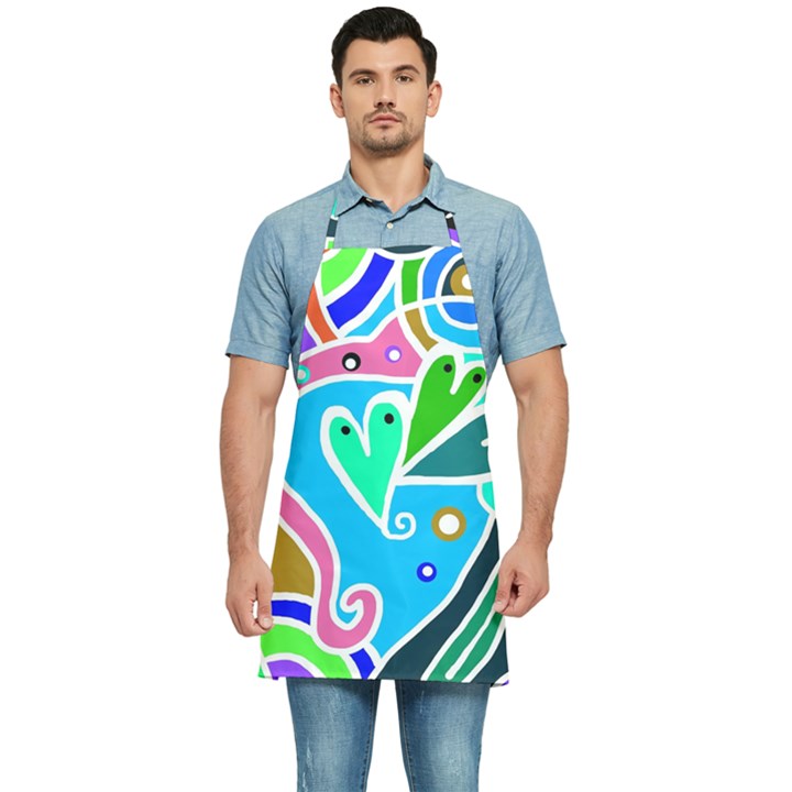 Crazy Pop Art - Doodle Hearts   Kitchen Apron