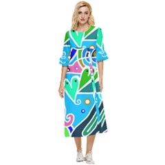 Crazy Pop Art - Doodle Hearts   Double Cuff Midi Dress by ConteMonfrey