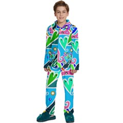 Crazy Pop Art - Doodle Hearts   Kids  Long Sleeve Velvet Pajamas Set by ConteMonfrey