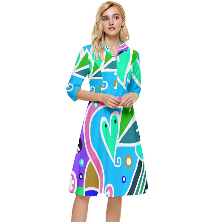 Crazy Pop Art - Doodle Hearts   Classy Knee Length Dress