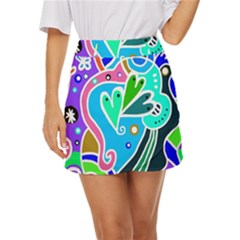 Crazy Pop Art - Doodle Hearts   Mini Front Wrap Skirt by ConteMonfrey