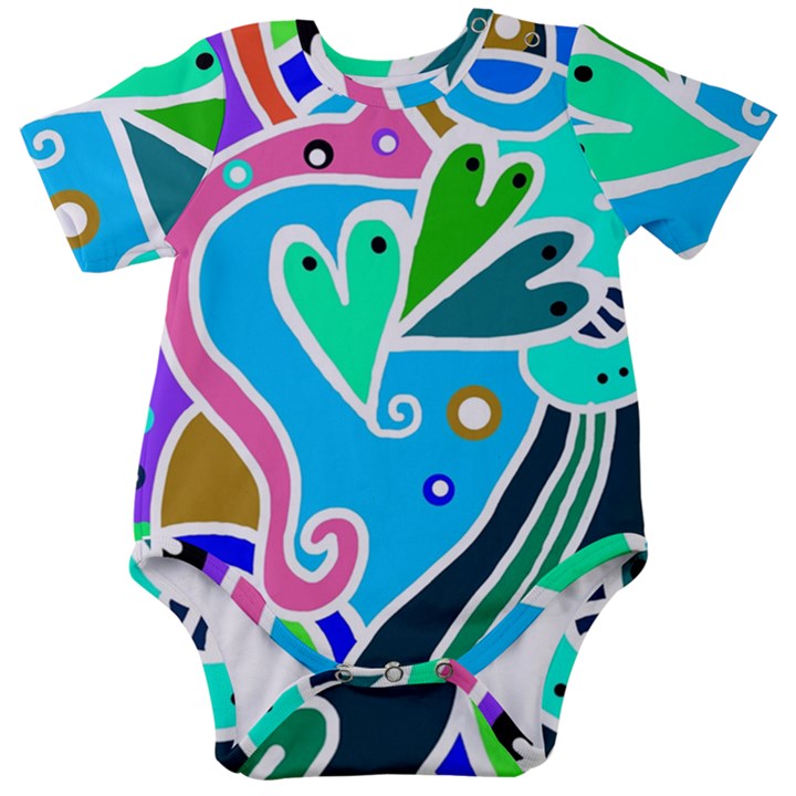 Crazy Pop Art - Doodle Hearts   Baby Short Sleeve Bodysuit