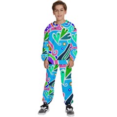 Crazy Pop Art - Doodle Hearts   Kids  Sweatshirt Set by ConteMonfrey