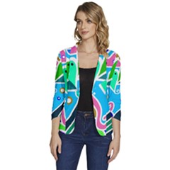 Crazy Pop Art - Doodle Hearts   Women s One-button 3/4 Sleeve Short Jacket by ConteMonfrey