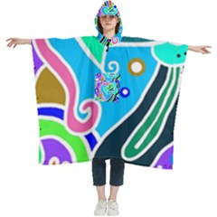 Crazy Pop Art - Doodle Hearts   Women s Hooded Rain Ponchos by ConteMonfrey