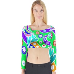 Crazy Pop Art - Doodle Lover   Long Sleeve Crop Top by ConteMonfrey