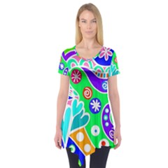 Crazy Pop Art - Doodle Lover   Short Sleeve Tunic  by ConteMonfrey