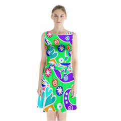 Crazy Pop Art - Doodle Lover   Sleeveless Waist Tie Chiffon Dress by ConteMonfrey