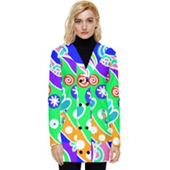 Crazy Pop Art - Doodle Lover   Button Up Hooded Coat  by ConteMonfrey