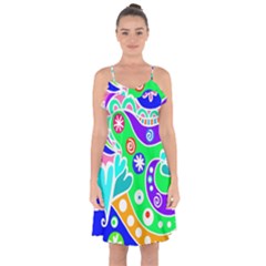 Crazy Pop Art - Doodle Lover   Ruffle Detail Chiffon Dress by ConteMonfrey