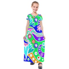 Crazy Pop Art - Doodle Lover   Kids  Short Sleeve Maxi Dress by ConteMonfrey