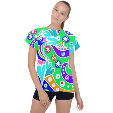 Crazy Pop Art - Doodle Lover   Ruffle Collar Chiffon Blouse by ConteMonfrey