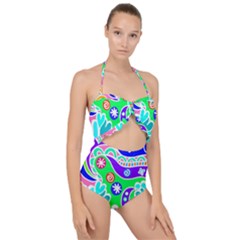 Crazy Pop Art - Doodle Lover   Scallop Top Cut Out Swimsuit by ConteMonfrey