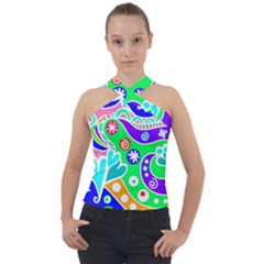 Crazy Pop Art - Doodle Lover   Cross Neck Velour Top by ConteMonfrey