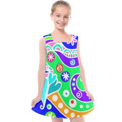 Crazy Pop Art - Doodle Lover   Kids  Cross Back Dress by ConteMonfrey