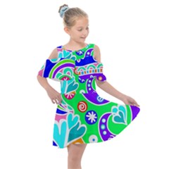 Crazy Pop Art - Doodle Lover   Kids  Shoulder Cutout Chiffon Dress by ConteMonfrey