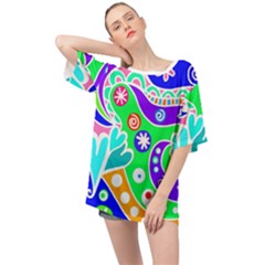 Crazy Pop Art - Doodle Lover   Oversized Chiffon Top by ConteMonfrey