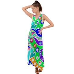 Crazy Pop Art - Doodle Lover   V-neck Chiffon Maxi Dress by ConteMonfrey