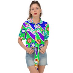 Crazy Pop Art - Doodle Lover   Tie Front Shirt  by ConteMonfrey