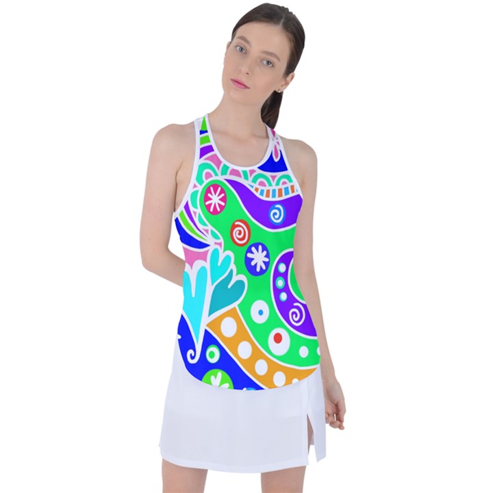 Crazy Pop Art - Doodle Lover   Racer Back Mesh Tank Top